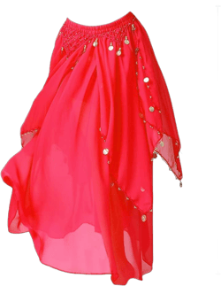 TWINKLEDE Women Belly Dance Skirts Chiffon Swing Skirt with Cion Indian Dance Costume for Women 60 Long Red