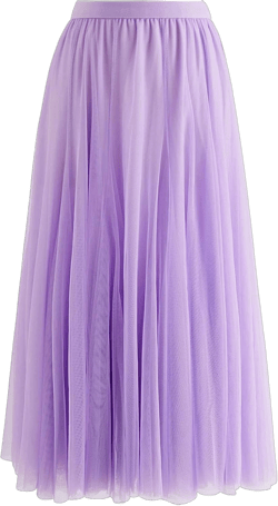 CHICWISH Women's Lilac/Cream/Grey/Pink/Black Layered Mesh Ballet Prom Party Tulle Tutu A-Line Maxi Skirt Large-X-Large Lavender