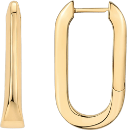 PAVOI 14K Gold Plated Sterling Silver Posts Geometric Hoop Earrings for Women | Trendy Geo Long Oval U-Shaped Link Triangle Huggie Hoops Earring U-Shaped Yellow Gold