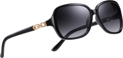 Retro Square Polarized Sunglasses for Women UV400 Protection Driving Outdoor Eyewear Black/Grey