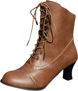 Zrayuler Victorian Boots Witch Costume Renaissance Shoes Women Pirate Vintage Witchy Boot Lace Up Kitten Heel Ankle Round Toe Mid Booties Wedding Bridal Women's Calf Combat Leather Faux Shoes Brown