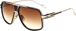 Street Knitted Oversize Classic Brown Men Shades Goggle Retro Aviator Gold Alloy Frame Sunglasses