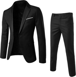 Men's 2 Piece Suit One Button Slim Fit Formal Wedding Prom Tuxedo Suits Classic Blazer Set Sport Coats Dress Pants Set 02-black Large
