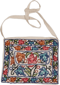 Pure Cotton Hand Embroidered Tote Handbag for Women - Boho Ethnic Shoulder Bag - Gorgeous Colorful Flower Aari Embroidery – Hobo Crossbody Stylish Purse - Gift for Ladies Girls