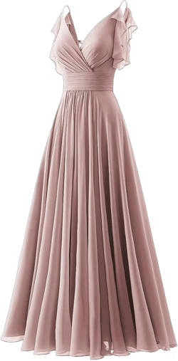 YUAOHUANG Chiffon Formal Dress Spaghetti Straps Bridesmaid Dresses V Neck Ruffle Cold Shoulder Evening Gown for Women 22 Plus Light Pink