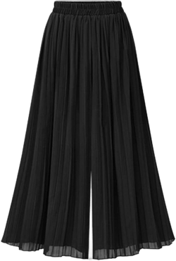 Lu's Chic Women's High Waisted Pants Palazzo Casual Pants Wide Leg Travel Elastic Waist Lightweight Soft Gaucho Small Black