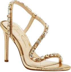 Jessica Simpson Women's Jaycin Embellished Heeled Sandal 7 Gold/Clear