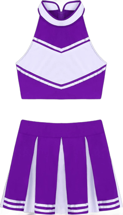 Womens Cheerleading Costume Cosplay Uniform Cheer Leader Tank Top with Pleated Mini Skirt 2Pcs Set Purple Small