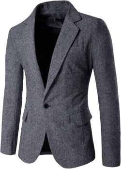 Mens Premium Suit Jacket Slim Fit Wool Tweed Herringbone Blazer Coat 3X-Large Light Grey
