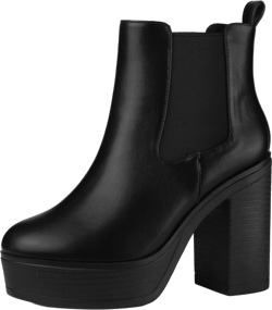 Allegra K Women's Platform Chunky High Heels Chelsea Ankle Boots Black 6.5