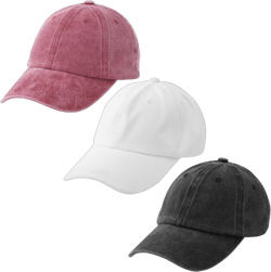 3 Pack Washed Plain Baseball Cap, Retro Adjustable Dad Hats Gift for Men/Women,Unstructured/Cotton One Size Black + White + Wine Red