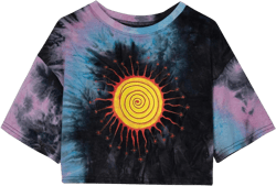 SOFIA'S CHOICE Women's Short Sleeve Tie Dye Crop Top Round Neck Summer Casual Tee