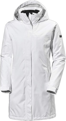 Helly-Hansen Womens Aden Insulated Waterproof Windproof Breathable Long Length Packable Hood Rain Coat Jacket 001 White Small