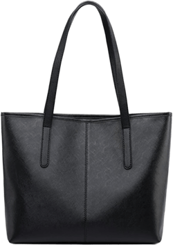 FITDON Tote Bag with Zip for Women, Faux Leather Top Handle Handbags Ladies Shoulder Bag for Work Travel Shopping Black