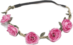 Women Girls Multicolor Flower Headband Braid Wedding Beach Tiara Crown with Adjustable Elastic Ribbon D