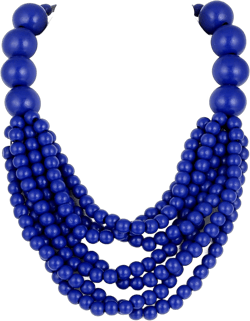 Kiszu 7 Layered Wood Beads Strand Statement Choker Necklace for Women, Africa Large and Small Round Chunky Necklace, Ethnic Colorful Bead Layered Bib Collar Necklace Hip Hop Jewelry, Navy Blue