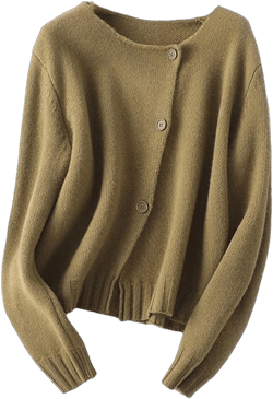 Women's Merino Wool Cardigan Square Neck Warm Fall and Winter Diagonal Cardigan Sweater Medium Olive