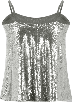 Sequin Camisole for Women Slim Fitted Sparkly Glitter Tube Tops Flowy Ruched Fashion Sexy Cropped Party Tank Tops Silver X-Large