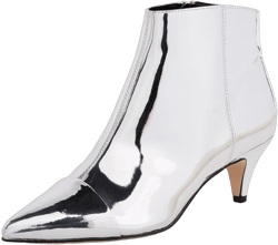 miss left Women Trendy Metallic Kitten Heel Ankle Boots Closed Pointy Toe Low Heels Side Zip Stylish Fall Booties Shoes Size 4-16 US 4 Silver