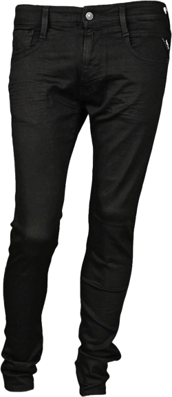 Replay Anbass Hyperflex Slim Jeans In Black For Men