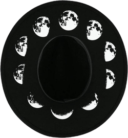 Restyle Moon Phases Women's Gothic Fashion Black Oversized Witchy Wool Wide Brim Hat