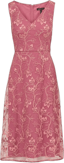 Adrianna Papell Women's Floral Sequin Embroidery Dress 14 Pale Azalea