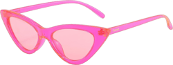Przene Cat Eye Sunglasses for Women Men Candy Color Small Frame Trendy Cateye Sun Glasses 6581 Fluorescent Pink/Pink Lens