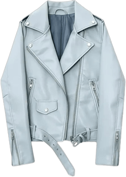 Spring Autumn Faux Leather Jacket With Belt Women Lapel Motorcycle Coat Zipper Moto Biker Outwear Women's Jacket XX-Small Blue