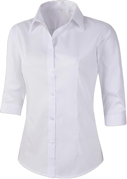 Beninos Women's 3/4 Sleeve Formal Work Wear White Button Down Shirt X-Small White