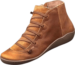 Deals of the Day,Tarmeek Boots for Women,Womens Fall Winter Boots Plus Size Vintage Round Toe Warm Lace Up Ankle Boots Zipper Short Flat Leather Boots,Shoes for Women,Booties for Women
