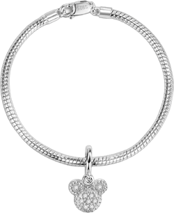 H&Beautimer Pure 925 Silver Bracelet Women's 3MM Snake Chain Mickey Pendant Bracelet Cute Jewelry 6.3-9'' Gift - Spring Buckle Silver 9 inches