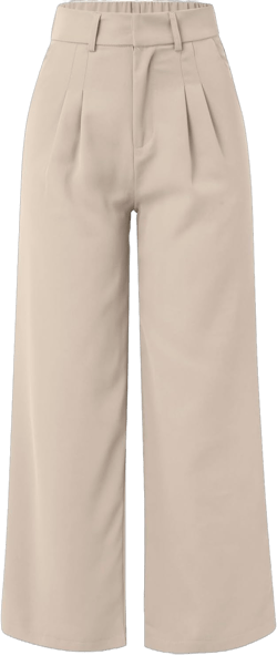 Streetwear Pants with Pockets Lightweight Tailored Premium Fabric Wide Leg Pants Women's Casual Teacher Work Clothes Medium Beige