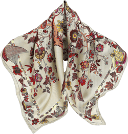 STARWHISPER 100% Pure Mulberry Silk Scarf-27''x27'' 14MM Double-Sided Printed Pure Silk Twill Scarf for Women Square Scarf Flowers and Trees