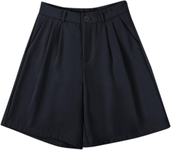 Women's Shorts,Womens Summer Dressy Casual Elastic Waist Wide Leg Suit Tailored Shorts Comfy Elagant Work Trouser Soft Shorts Medium A-black