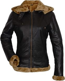 Women,s B3 Shearling Bomber Jacket - Real Sheepskin Brown Leather Aviator Pilot Jacket, Winter Removable Hoodie XX-Large Dark Brown Sheepskin Leather - D2