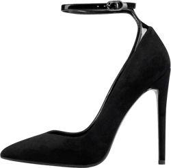 Castamere Womens Sexy Ankle Strap High Heels Pumps Elegant Pointy Toe Stilettos 12CM Heel Shoes 7.5 Black Suede