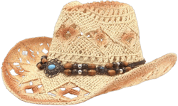 Straw Cowboy Hat for Women Men Roll Up Brim Cowboy Hat with Beaded Band for Rodeo, Festival, Party, Horseback Riding One Size Beige