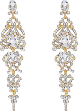 BriLove Women's Wedding Bridal Crystal Cluster Teardrop Dangle Earrings 04-Clear Gold-Tone