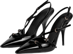 CORNMOOD Slingback Kitten Heels for Women Stiletto Heels Pointed Toe with Buckle Strap Heeled Sandals Pump Shoes Sexy 8.5 Black High