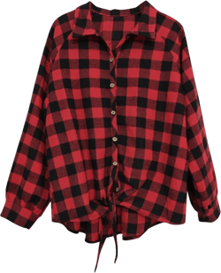 Miyaomn Casual Plaid Button Down Shirts for Women Fall Boyfriend Checkered Lapel Collared Long Sleeve Comfy Loose Blouse Tops Red Small
