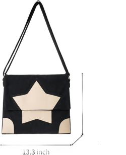 Cute Star Pattern Tote Bag, Y2K Star Messenger Bag, Aesthetic Crossbody Grunge Shoulder Purse For Women Teen Girls School Black