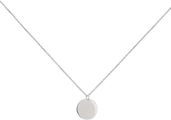 Round Gold Coin Pendant Necklace for Women Girls 925 Sterling Silver 18K Gold Plated Simple Small Full Moon Minimalist Geometric Disk Circle Chain Delicate Choker Jewelry BFF Fashion Gifts Box Silvery
