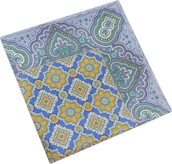 J Kenyon Men's Bari 100% Italian Silk Pocket Square Light Blue Paisley
