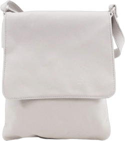 Ladies Italian Vera Pelle Genuine Leather Flap Cross Body Bag Women Shoulder Bag Light Grey