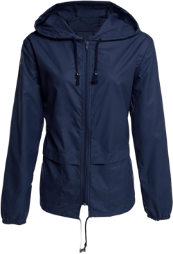 Womens Rain Jacket with Hood Lightweight Waterproof Raincoat Packable Active Outdoor Hooded Windbreaker with Pocket Medium Blue