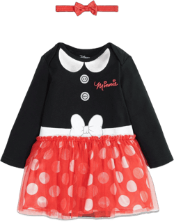 Disney Minnie Mouse Cosplay Bodysuit Tutu Dress and Headband, 2pc Outfit Set (Baby Girls)