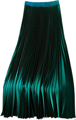 Plus Size Satin Skirts for Women Solid High Waist Pleated Flowy Swing Midi Skirt, Ladies Elegant Versatile Skirts Green