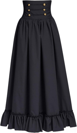 Women's Gothic Skirts Vintage Lace Up Skirts High Low Ruffle Skirts Goth Maxi Skirts High Waist Pleated Long Skirts A1-black 3X-Large
