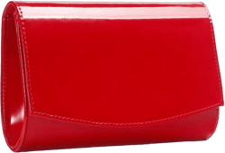 WALLYN'S Women Patent Leather Wallets Fashion Clutch Purses, Evening Bag Handbag Solid Color Red
