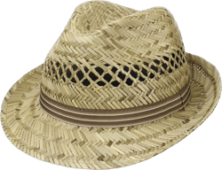 Lipodo Striped Ribbon Trilby Straw Hat Women/Men | Made in Italy 7-7 1/8 Nature